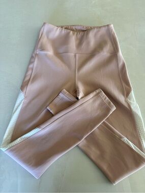 Zyia Active Blush Pink Athletic Leggings with White Mesh Insets